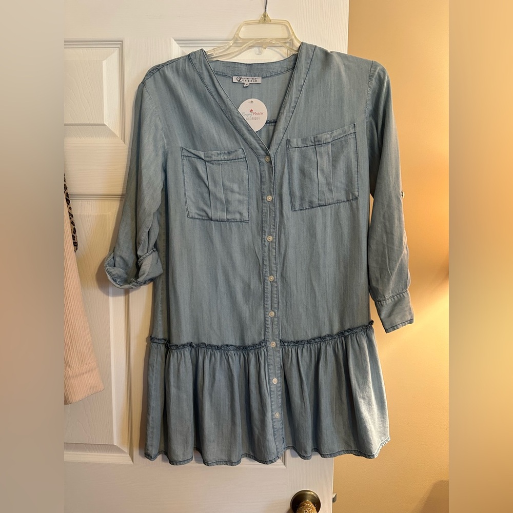 Women's Blue Button Down Shirt